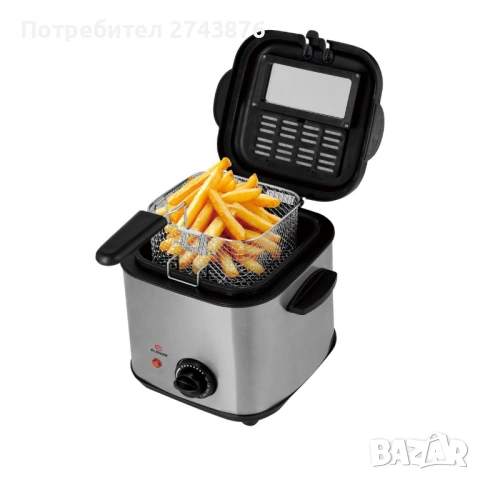 Фритюрник ЕК-051SS, 1,5 Литра, 1000W, Koшница с дръжка, Терморегулатор 0-190°С , снимка 2 - Фритюрници - 53279435