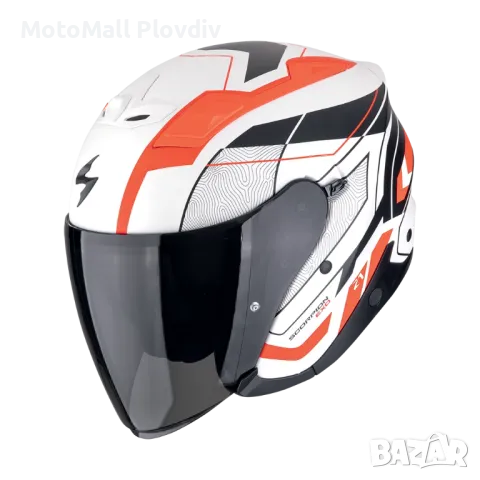SCORPION EXO-Z1 VUE Matt White-Red-Black скутер чопър отворена мотор