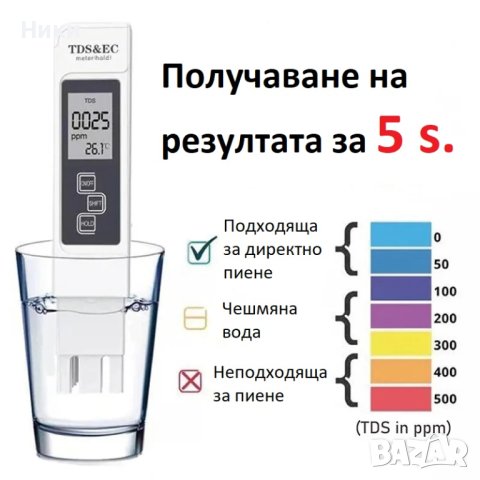 Дигитален тестер за качеството на водата TDS & EC, снимка 1 - Други - 42642413