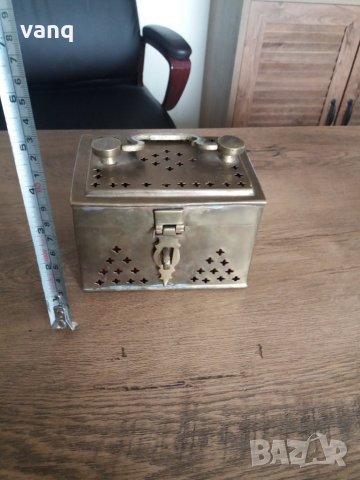 Немска  месингова кутия за бижута,сандъче, снимка 3 - Антикварни и старинни предмети - 30782460