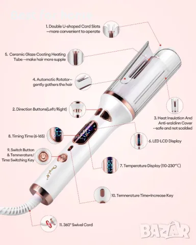 Автоматична въртяща маша за коса CkeyiN PRO- S, снимка 6 - Маши за коса - 48832054