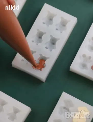 6 малки мечета мече силиконов молд форма фондан шоколад смола гипс желирани бонбони харибо, снимка 2 - Форми - 47898025