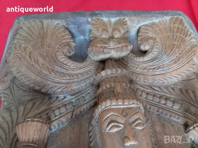 Стара Азиатска Дърворезба, Пано ,Будизъм, Богиня,Буда, снимка 6 - Антикварни и старинни предмети - 49219406