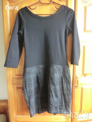 черна рокля с карирана пола, снимка 7 - Рокли - 37372536