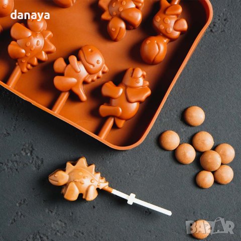 4020 Силиконова форма за домашни близалки Динозавърчета, снимка 3 - Форми - 42353851