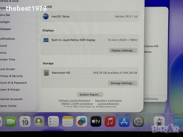 MacBook Pro 14 M1 Pro` 8 CPU/14 GPU/32GB RAM/512GB SSD/Бат 15ч, снимка 7 - Лаптопи за работа - 53895883