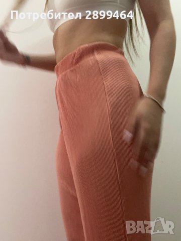 Рипсен широк панталон в бонбонен цвят, снимка 1 - Панталони - 40536787