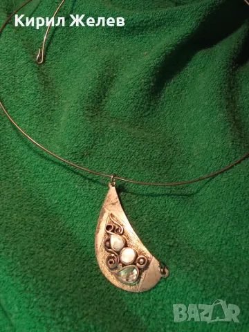 РАЗКОШНА СРЕБЪРНА ОГЪРЛИЦА с КРАЛСКИ СЕДЕФ СРЕБРО ВИСОКА ПРОБА РЪЧНА РАБОТА ЧАСТ от КОМПЛЕКТ 47560, снимка 18 - Антикварни и старинни предмети - 49656358