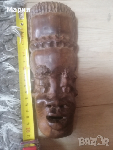 Дървена Африканска маска 20 см , снимка 6 - Други - 44681700