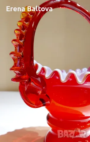 🧡💛🌟❤‍🔥 Ваза  кошница Арт стъкло, снимка 2 - Вази - 47318849