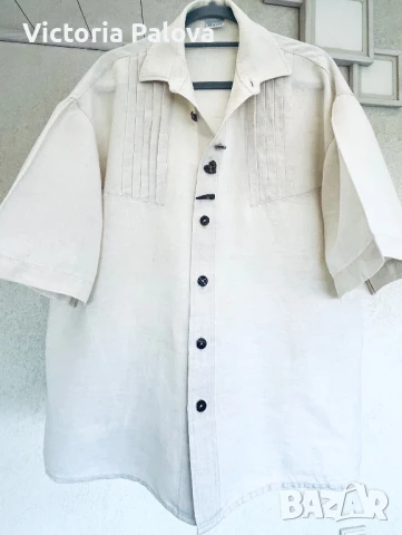 Свободна риза MERIT, лен и памук, снимка 12 - Ризи - 51240350