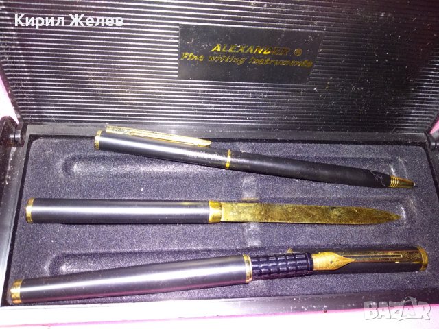 ALEXANDER ® Fine writing instruments ЛУКС КОМПЛЕКТ ПОЗЛАТЕНИ ПИСАЛКА ХИМИКАЛКА НОЖ За ПИСМА 42926, снимка 6 - Други ценни предмети - 44222343