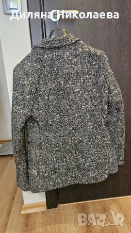 Дамско сиво черно палто р-р S-M, снимка 3 - Якета - 54200396