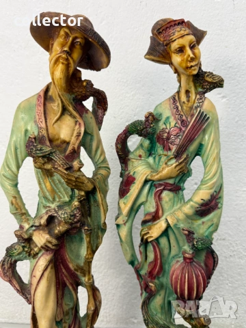 Чифт големи японски фигури на мъж и жена. №8043, снимка 2 - Антикварни и старинни предмети - 54013241