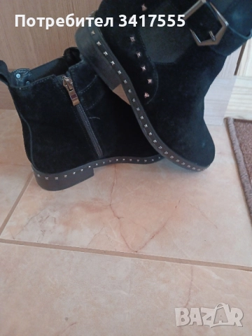 Дамски боти естествен велур, снимка 4 - Дамски боти - 51940713