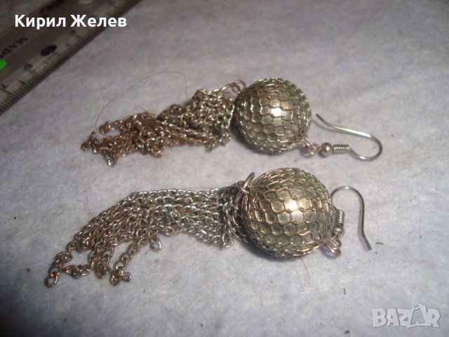 СТАРИ ПОСРЕБРЕНИ ОБЕЦИ КРСИВИ СТИЛНИ 6833, снимка 4 - Обеци - 36592164