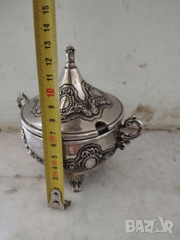 Посребрена захарница с лъжичка, снимка 2 - Други ценни предмети - 42056752