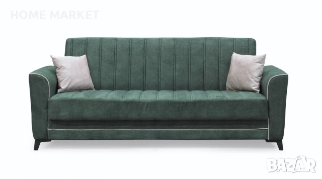 Диван 3-ка разтегателен с ракла MADRID 2 зелено/бежово   Материал -  дамаска / полиуретанова пяна / , снимка 2 - Дивани и мека мебел - 52741657