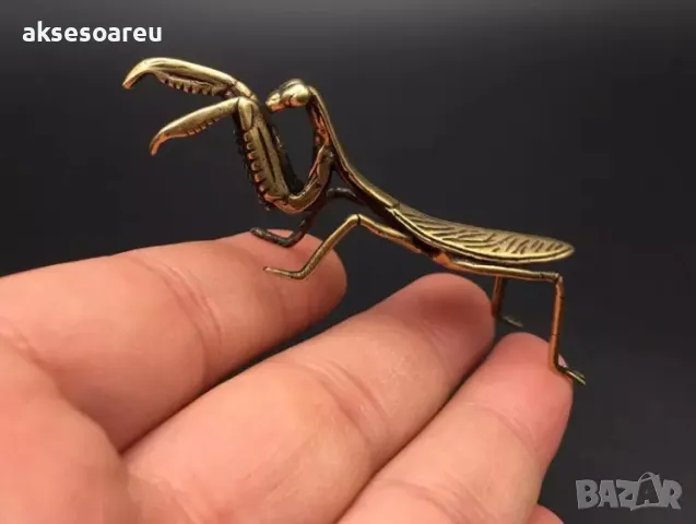 Декоративна антична колекционерска медна статуя на богомолка масивна ръчна изработка антични колекци, снимка 15 - Декорация за дома - 47376158