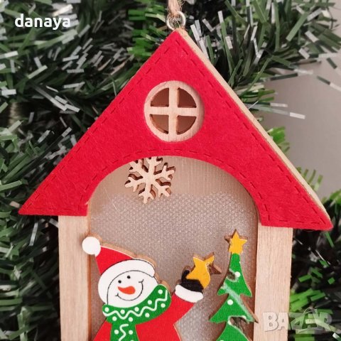 4133 Светеща коледна играчка за елха Къщичка със Снежко, снимка 3 - Декорация за дома - 42789262