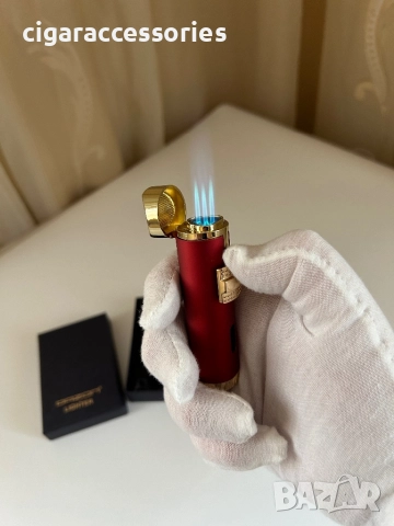 Луксозна запалка за пури с 3 турбо пламъка и игла за дупчене + кутия, снимка 3 - Запалки - 52799938