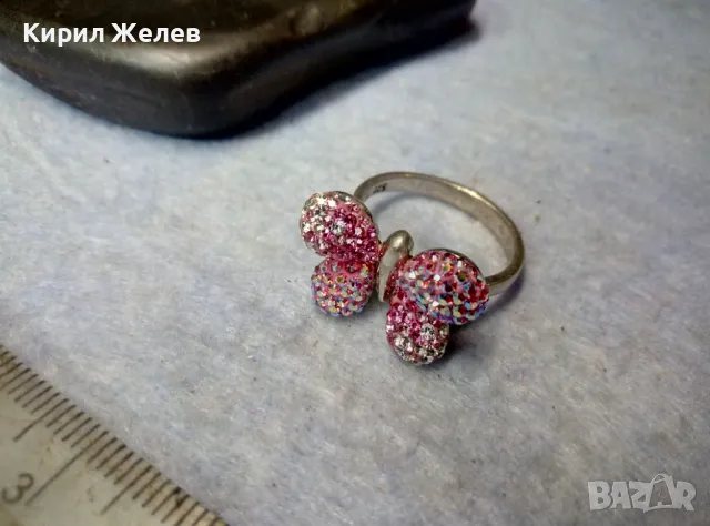 СКЪПОЦЕНЕН СРЕБЪРЕН ПРЪСТЕН ПЕПЕРУДА СРЕБРО 925 с РОЗОВ ЕМАЙЛ и РАЗНОЦВЕТНИ КАМЪНИ 47981, снимка 9 - Пръстени - 50024447