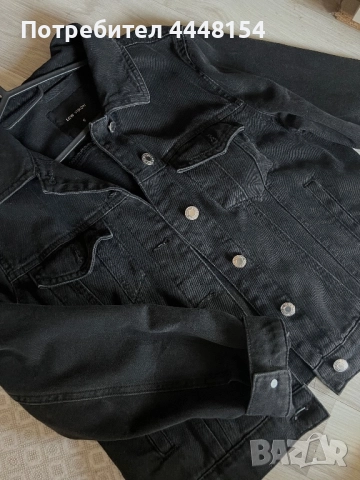 Черно дънково яке , снимка 2 - Сака - 52800636