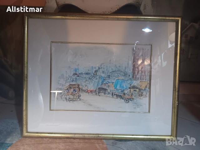 Картина, пастел, 'Пирея', подписана, датирана, снимка 9 - Картини - 53048634