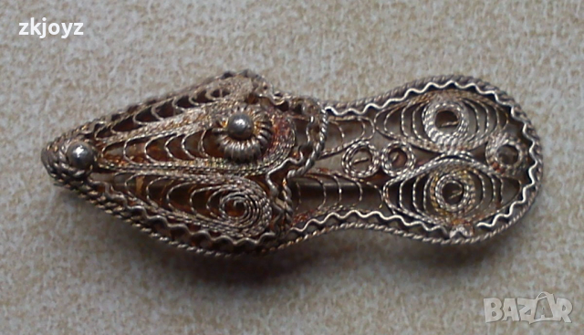 СТАРИННА СРЕБЪРНА БРОШКА ЧЕХЪЛ ФИЛИГРАН 3.78 гр/ ПРОБА 900