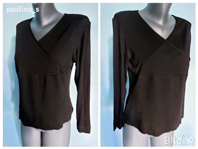  Два броя / Памучна и рипсена блуза с прекръстосано деколте / голям размер , снимка 2 - Блузи с дълъг ръкав и пуловери - 15415129