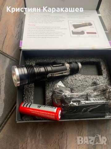 Мощен акумулаторен фенер с cree led диод 2500w ZOOM, снимка 1