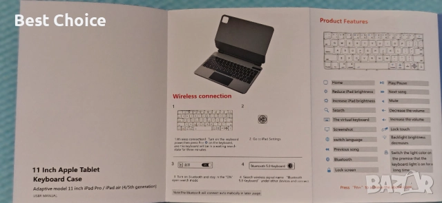 Калъф+клавиатура ESR за iPad Air 11 инча Pro 11/Air 6/5/4, магнитна стойка, снимка 9 - Калъфи, кейсове - 52906677