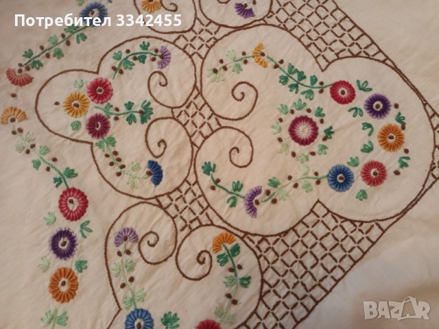 Нова,голяма покривка, шита с дребен бод, снимка 3 - Други - 52874327