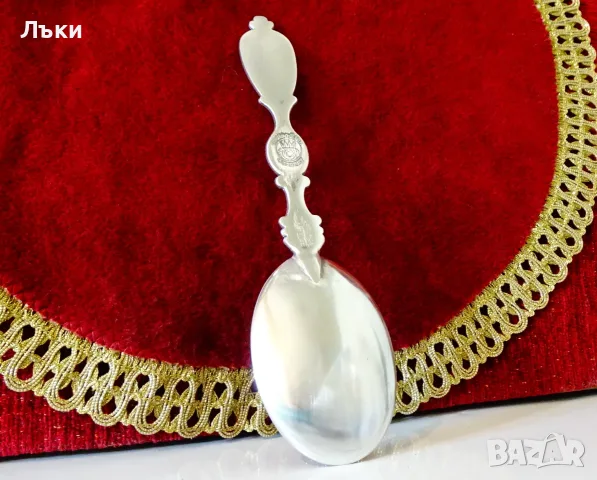 Калаена лъжица с любовна сцена,калаена сватба. , снимка 4 - Антикварни и старинни предмети - 55876454