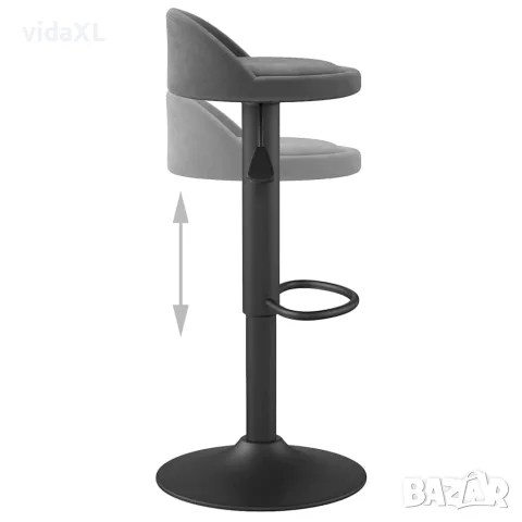 vidaXL Бар табуретки, 2 бр, тъмносиви, кадифе, снимка 7 - Столове - 56147033
