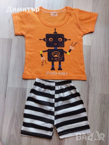 РАЗПРОДАЖБА!!!Нов бебешки летен комплект с щампа роботче, снимка 8 - Комплекти за бебе - 29249885