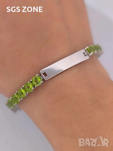 СРЕБЪРНА ГРИВНА 925 С НАТУРАЛЕН ПЕРИДОТ