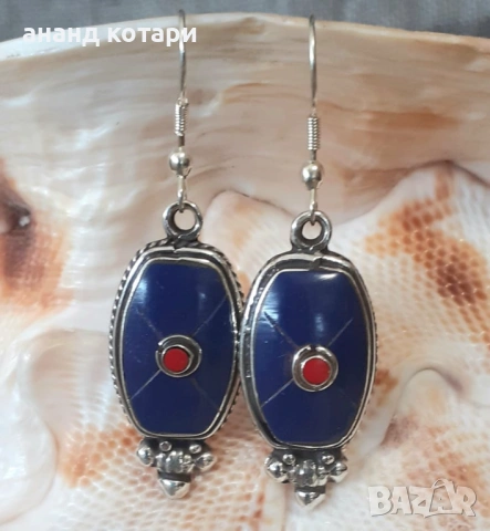 Висящи обеци от Тибет-естествени камъни-различни форми, снимка 4 - Обеци - 53226242