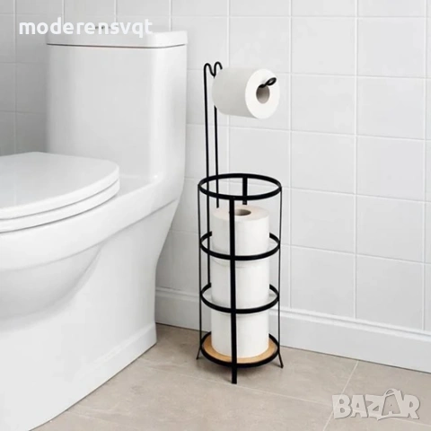 Метален държач поставка за тоалетна хартия черен