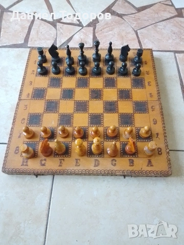 Стар Дървен Шах .Размери - 34 х 34см. , снимка 6 - Шах и табла - 54320843