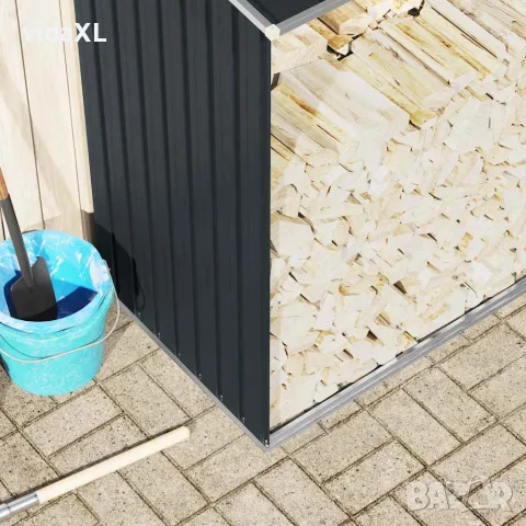vidaXL Навес за дърва, поцинкована стомана, 330x84x152 см, антрацит, снимка 4 - Дърва за огрев - 56147674