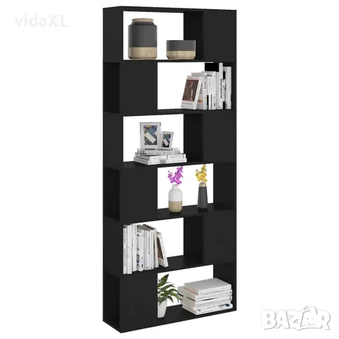 vidaXL Библиотека, черна, 80x24x186 см, инженерно дърво, снимка 5 - Шкафове - 56147833
