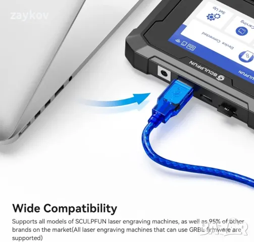 SCULPFUN TS1 машина за лазерно гравиране със сензорен екран, снимка 8 - Инструменти за гравиране - 49217506