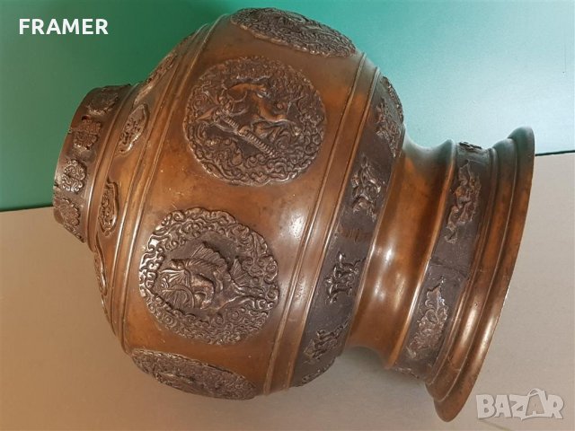 200 годишна - 18ти век колекционерска Китайска бронзова ваза, снимка 9 - Вази - 31457971