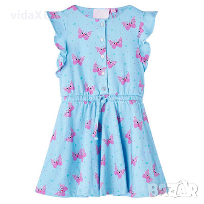 Детска рокля с копчета, без ръкави, синя, 104（SKU:14678, снимка 1 - Детски рокли и поли - 44724565