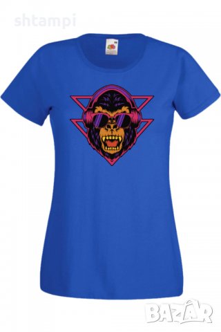 Дамска Тениска monkey with headphones Изненада,Повод,Подарък,Празник, снимка 7 - Тениски - 37641339