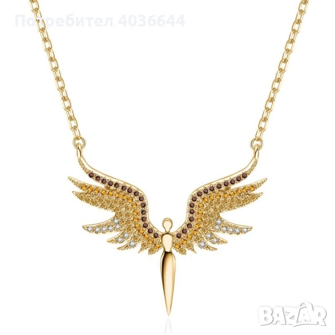 Нежно дамско колие с висулка феникс с камъни / Цвят: Вариант 1: Сребърен със сини камъни, Вариант 2:, снимка 5 - Колиета, медальони, синджири - 54128231