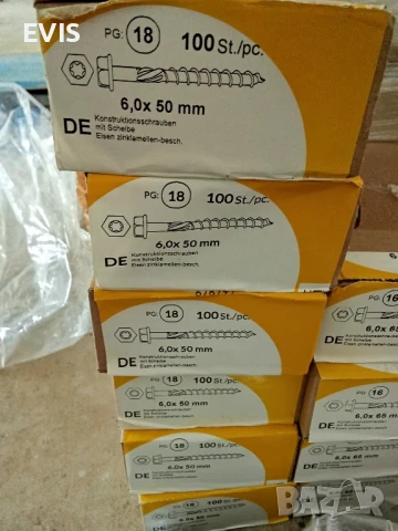 Винт, винтове дърво шестостенна глава, TORX, шайба, връх 17, цинк-ламелно покр. торнадо, разл. р-ри