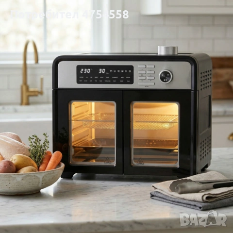 Комбиниран фритюрник с горещ въздух и фурна XXL 28 литра - здравословно готвене за цялото семейство