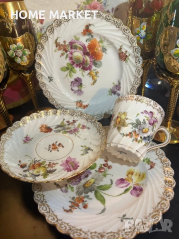 Circa 1894 наличие на няколко великолепни тройни сета съвместимост на чашката около 175 мл, , снимка 12 - Антикварни и старинни предмети - 52612675